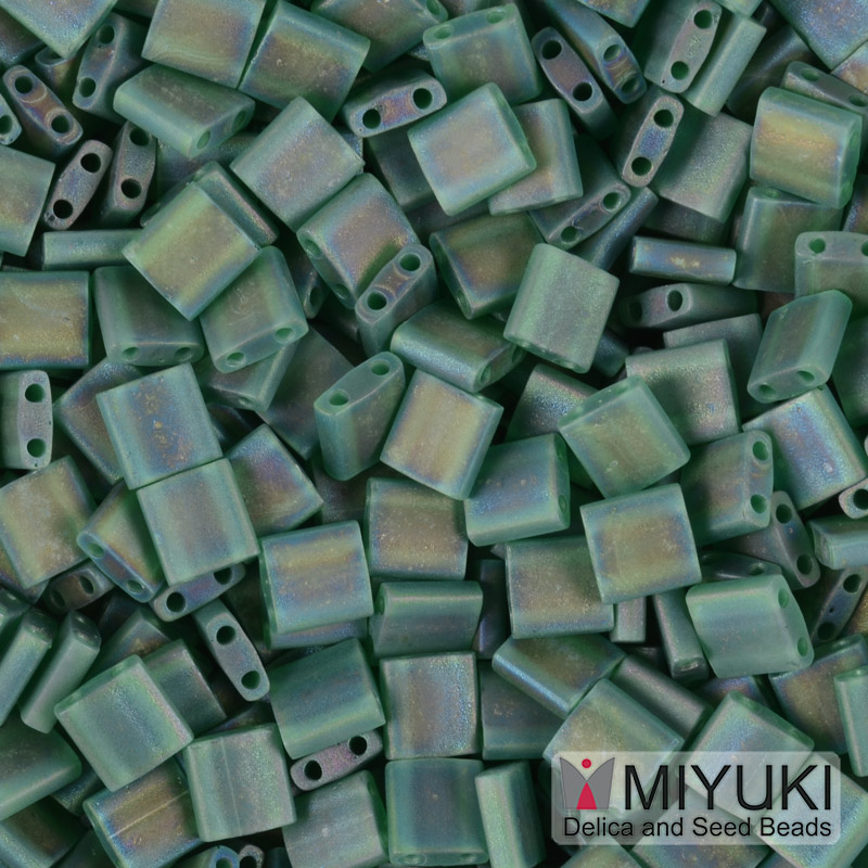 Бісер японський Miyuki TILA №146FR, 5х5 мм, Зелений матовий АВ (BIS-053196)