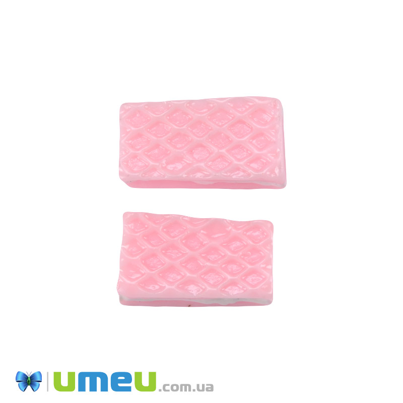 Кабошон із полімерної глини, Вафля, 18х10 мм, Рожевий (DIF-050832)