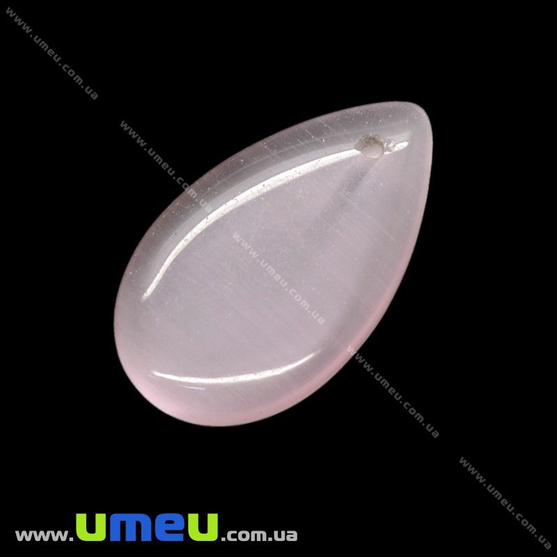 Підвіска скляна Крапля Котяче око, Рожева, 25х14 мм (POD-014277)