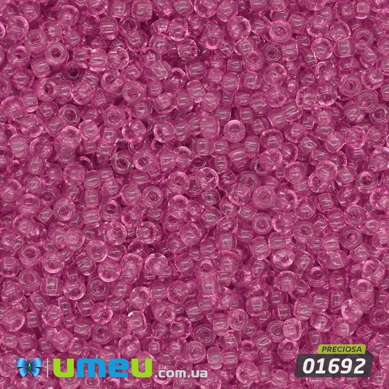 Бісер чеський №166/01692, Малиновий, Прозорий, 10/0 (BIS-043764)