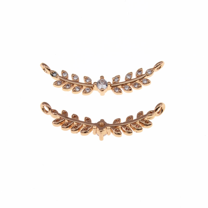 Конектор металевий Гілочка, 27х5 мм, Куб. цирконій, Золото (KON-055500)