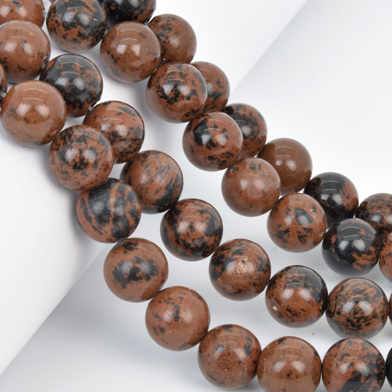 Намистини Обсидіан махогоновий, Натур. камінь, 12 мм, Круглі (BUS-058017)