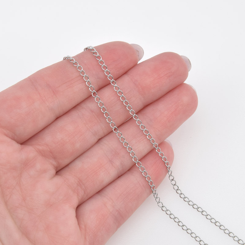 Цепь из нержавеющей стали, 2 мм, Темное серебро (ZEP-058380)