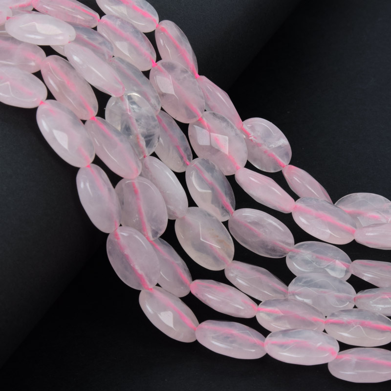 Намистини Кварц рожевий, Натур. камінь, 14х10 мм, Овал (BUS-057975)