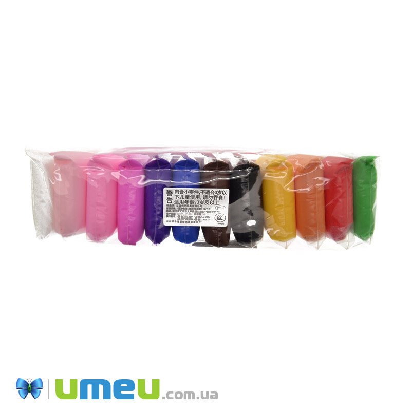 Набор воздушного пластилина со стеками, 12 цветов (GLN-041102)