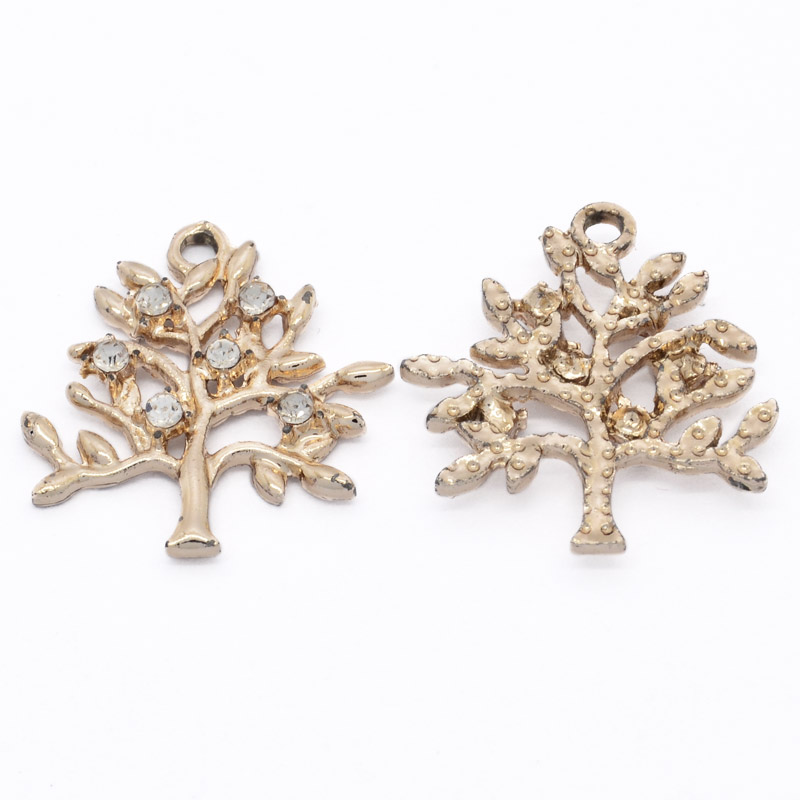 Підвіска метал. Дерево зі стразами, 20,5х19 мм, Світле золото (POD-054669)