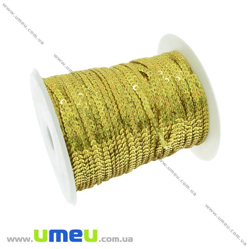 Паєтки Китай на ниті, 3 мм, Золотисті (PAI-031942)