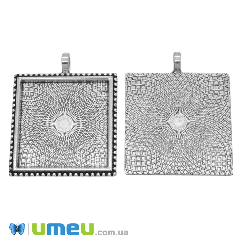Основа квадратная, 37х31 мм, 25х25 мм, Античное серебро (OSN-049465)