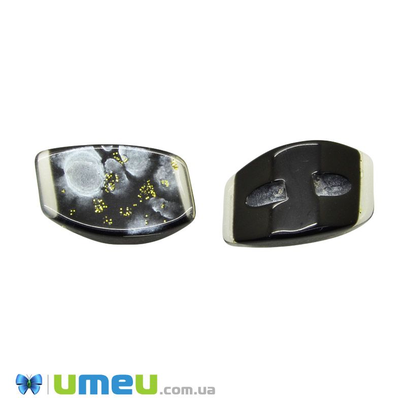 Гудзик пластиковий на півніжці Ромб, 21х14 мм, Чорний (PUG-046396)