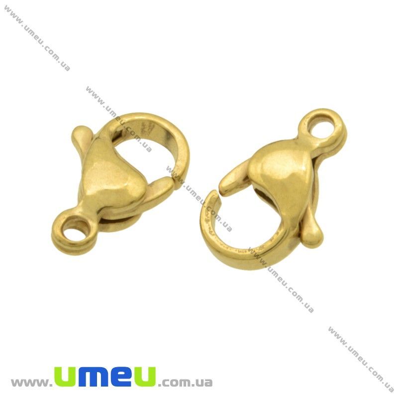 Замки-карабіни з нерж. сталі, 11х7 мм, Покриття 24 kt (STL-018521)