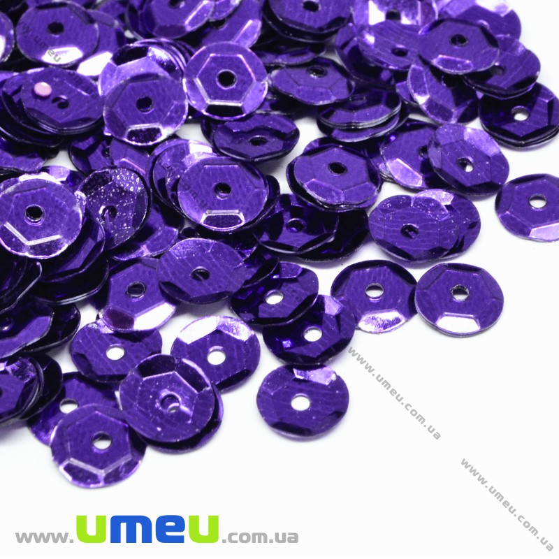 Пайетки Китай круглые граненые, 6,5 мм, Фиолетовые (PAI-022627)