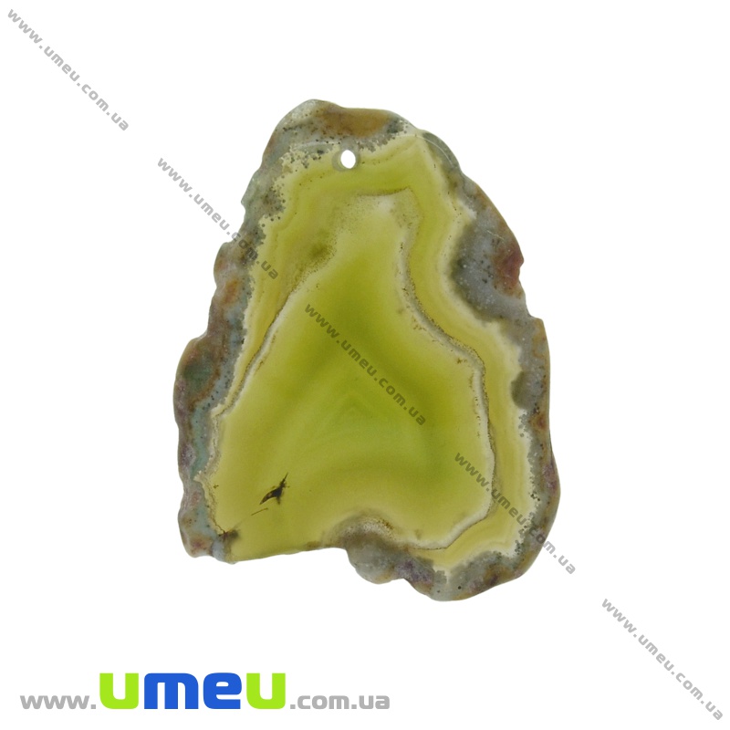 Зріз Агата, Оливковий, 52х40 мм (POD-032490)