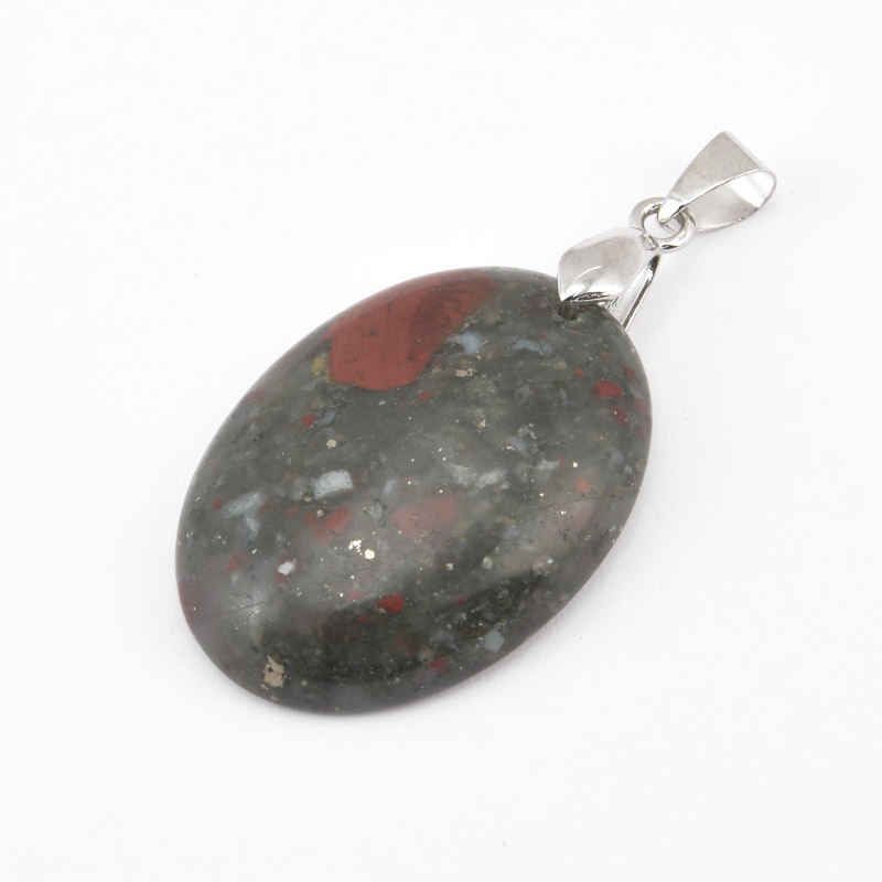 Підвіска Овал, Натур. камінь Геліотроп, 30х22 мм (POD-058719)