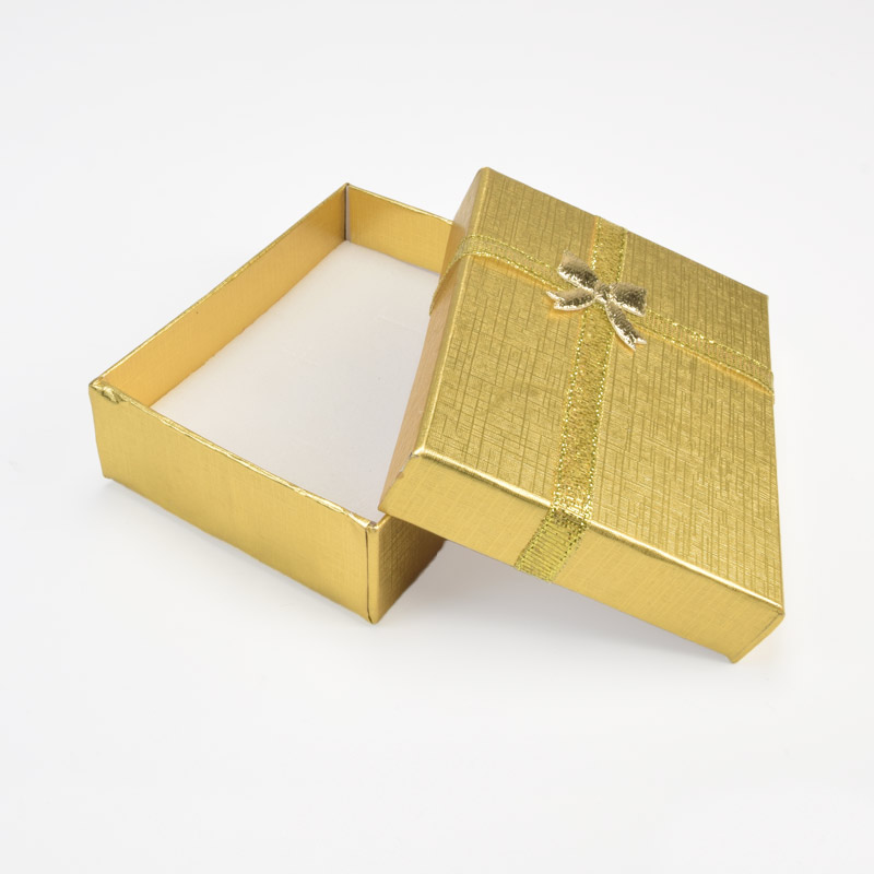 Подарочная коробочка Прямоугольная с бантиком, 9х7х2,5 см, Золотистая (UPK-042827)
