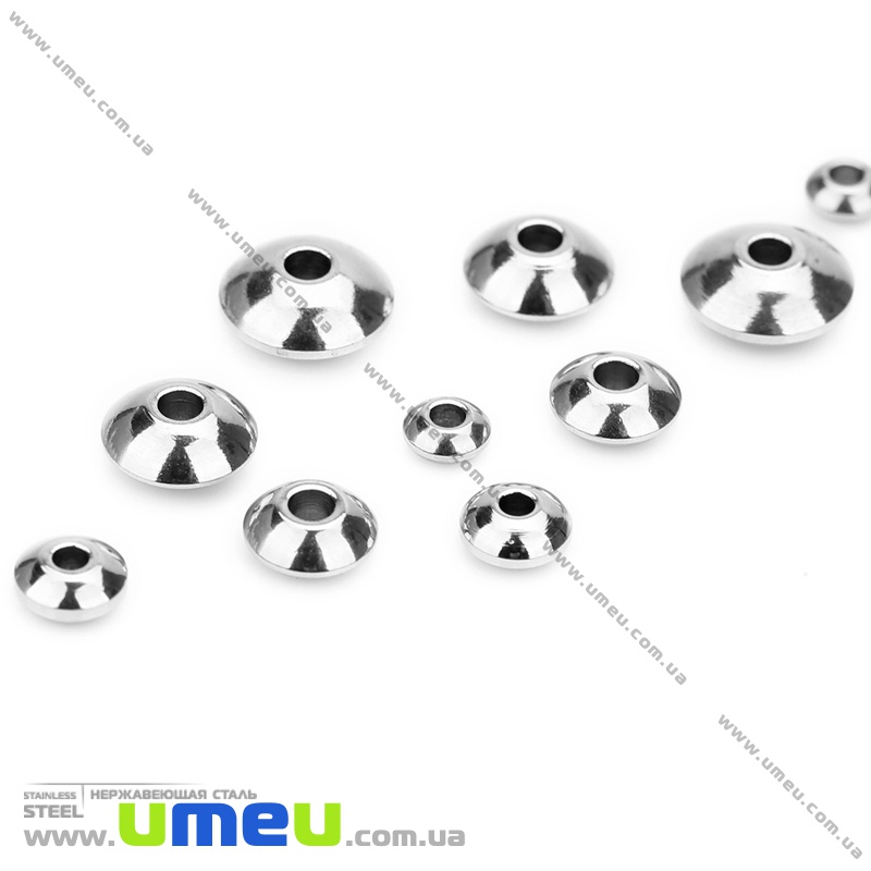 Намистина з нержавіючої сталі Біконус, 7х3,5 мм, Темне срібло (STL-036508)