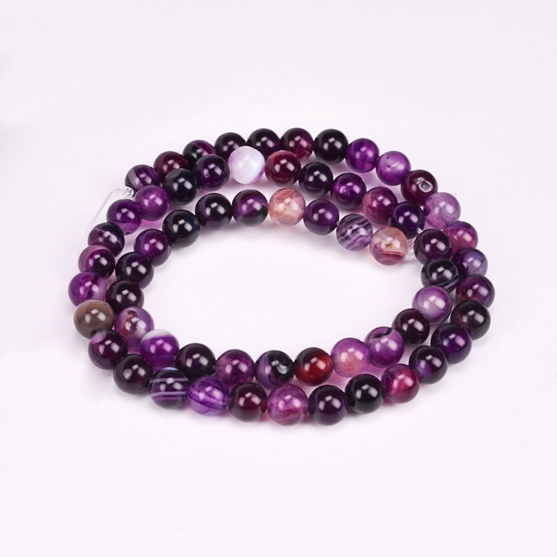 Намистини Агат фіолетовий, Натур. камінь, 6 мм, Круглі (BUS-051707)