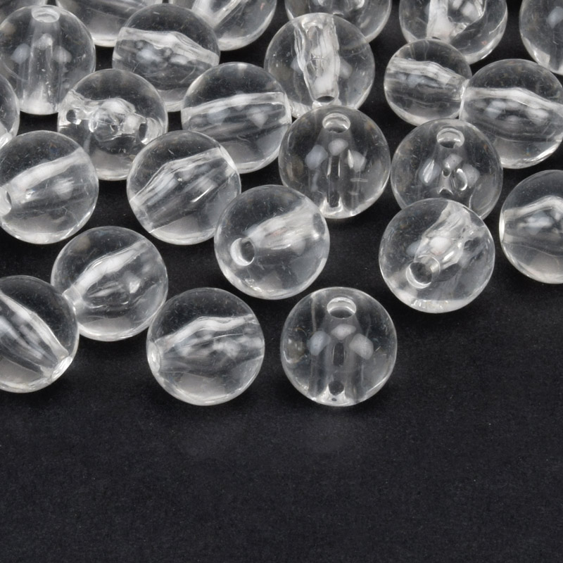 Намистини акрилові, Круглі, 9,5 мм, Прозорі (BUS-059829)