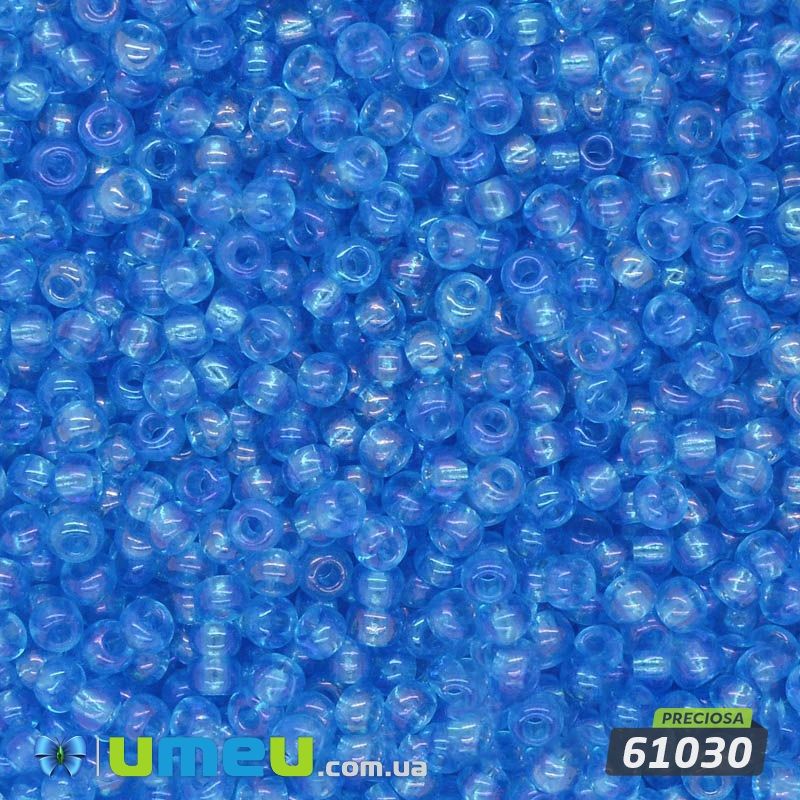 Бісер чеський №767 / 61030, Блакитний темний, Прозорий райдужний, 10/0 (BIS-036592)