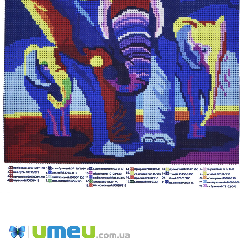 Схема для выш. бисером, Юма, Слоны, 38х28 см (UPK-048452)