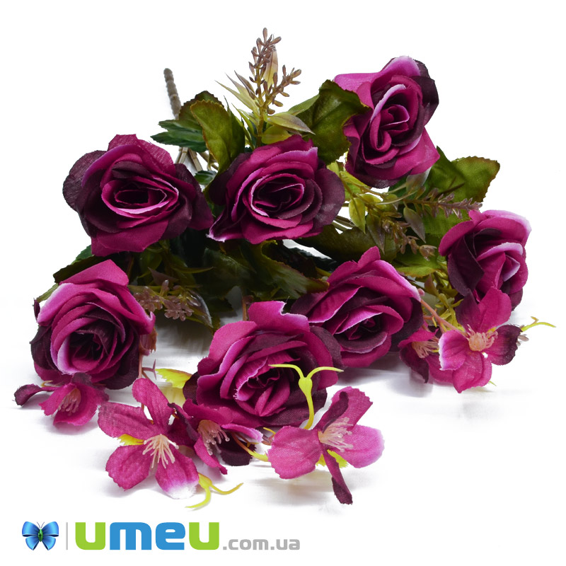 Букет троянд з ромашками, 34 см, Фуксія (DIF-048294)