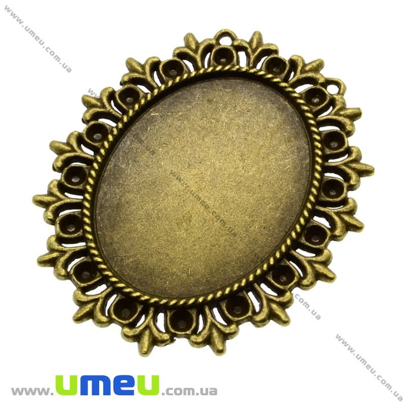 Основа овальна ажурна, 57х48 мм, 40х30 мм, Антична бронза (OSN-009638)