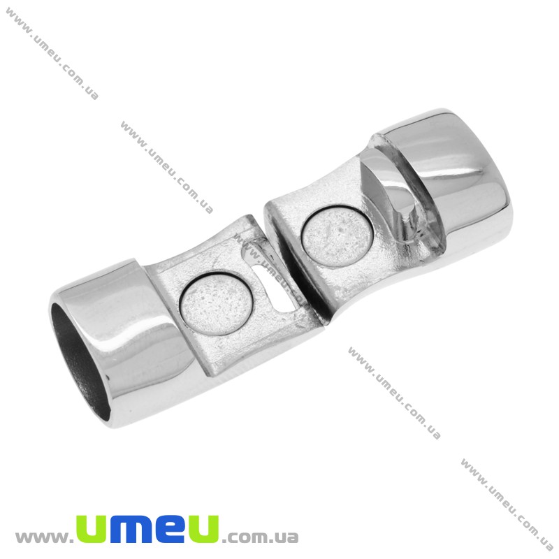 Замок магнитный из нерж. стали для вклеивания шнура, Темное серебро, 26х13х9 мм (STL-025880)