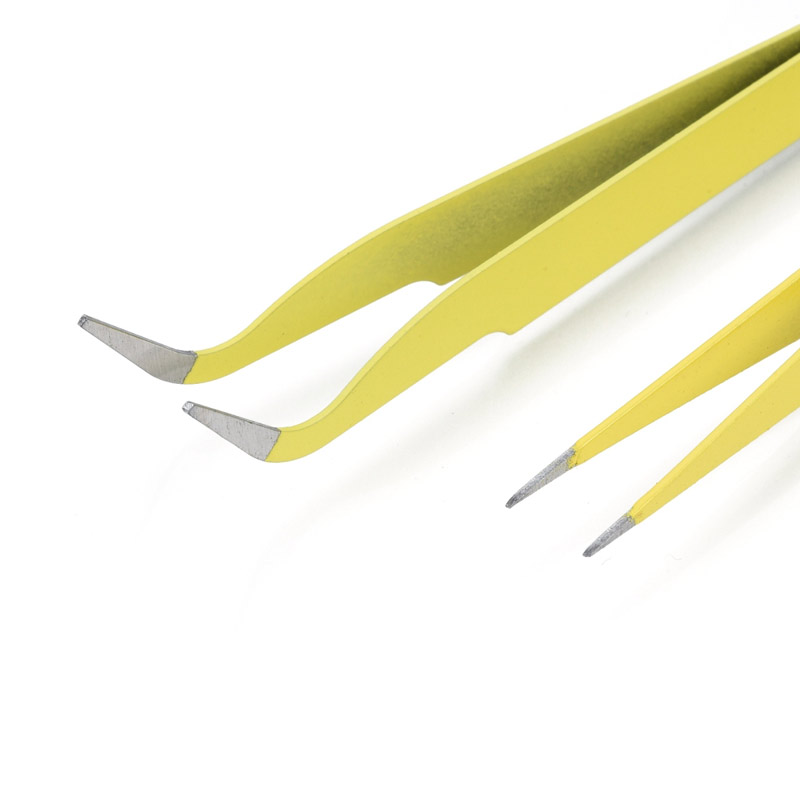 Набір пінцетів із нержавіючої сталі, 11,5 см, Жовтий (INS-053911)