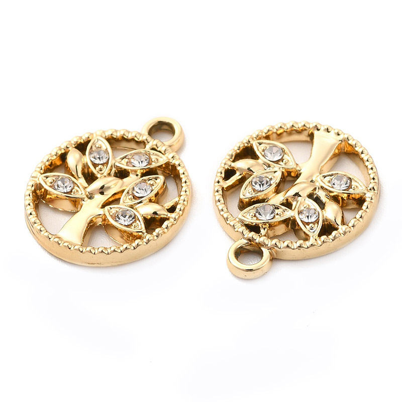 Підвіска метал. Дерево зі стразами, 18х14,5 мм, Золото (POD-054671)