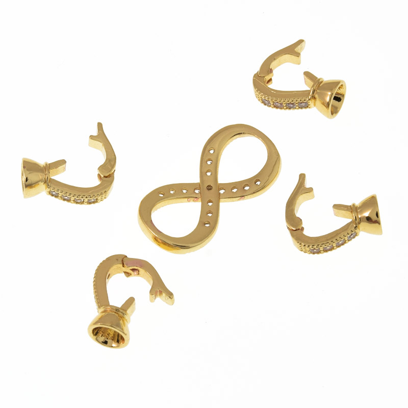 Застёжка, 36х11 мм, Латунь с покрытием 18 kt, Куб. цирконий (ZAM-060851)