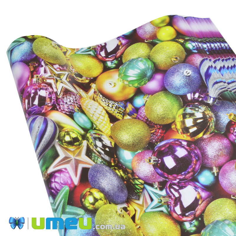 Пакувальний папір Новорічний, Синьо-жовта, 68х100 см (UPK-043052)