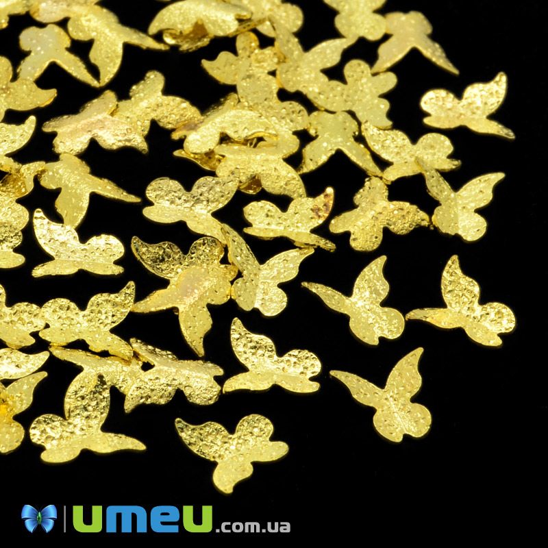 Декоративний елемент Метелик, 5,5х5,5х1,2 мм, Золото (DIF-047122)