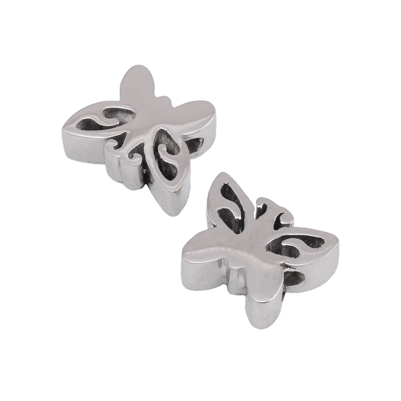 Намистина з нержавіючої сталі Метелик, 8,5х6,5 мм, Темне срібло (STL-055258)