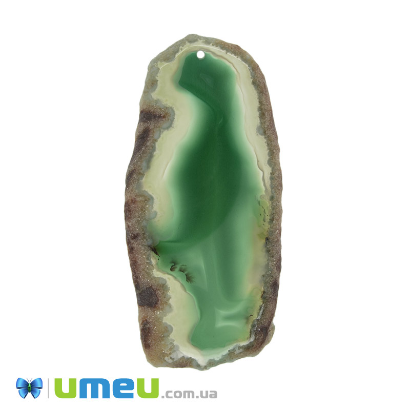 Зріз Агата, Зелений, 86х40 мм (POD-011976)