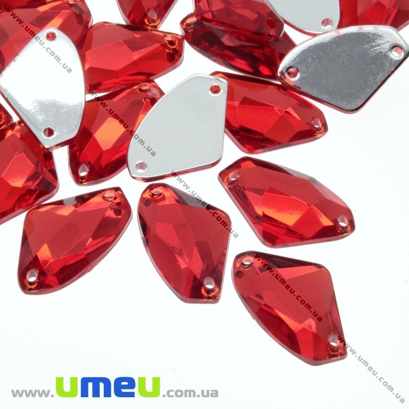 Пришивний кристал пласт. Трикутник гранований, 17х10 мм, Червоний (KAB-012203)