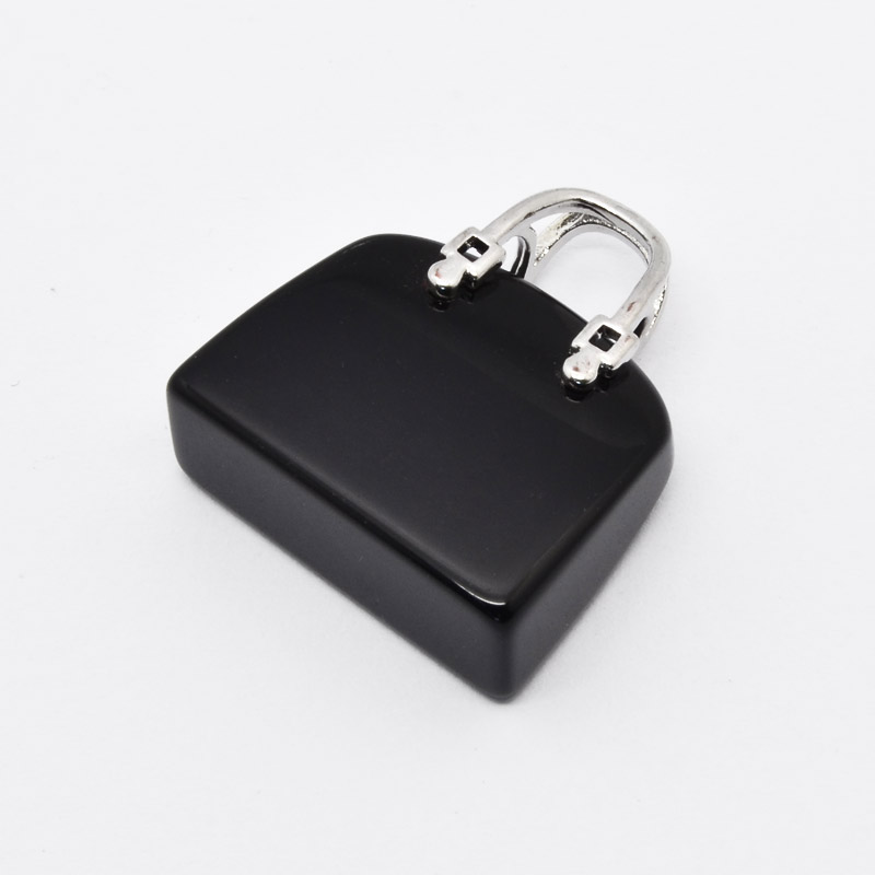 Підвіска Сумочка, Натур. камінь Обсидіан чорний, 27х24х10 мм (POD-054434)