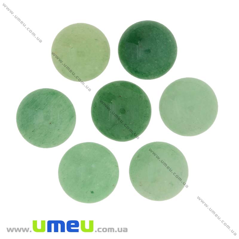 Кабошон нат. камінь Авантюрин зелений, Круглий, 12 мм (KAB-012678)