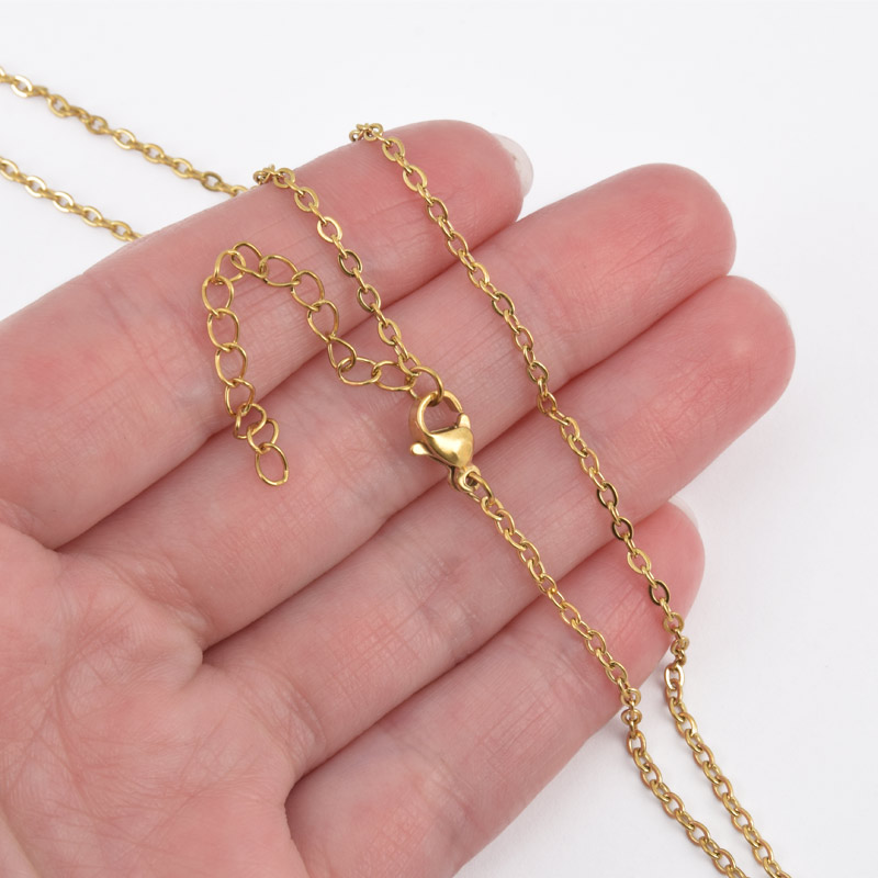 Основа на шию з нерж. ст. з подовжувачем, Золото, 2,2 мм, 60 см (STL-058312)