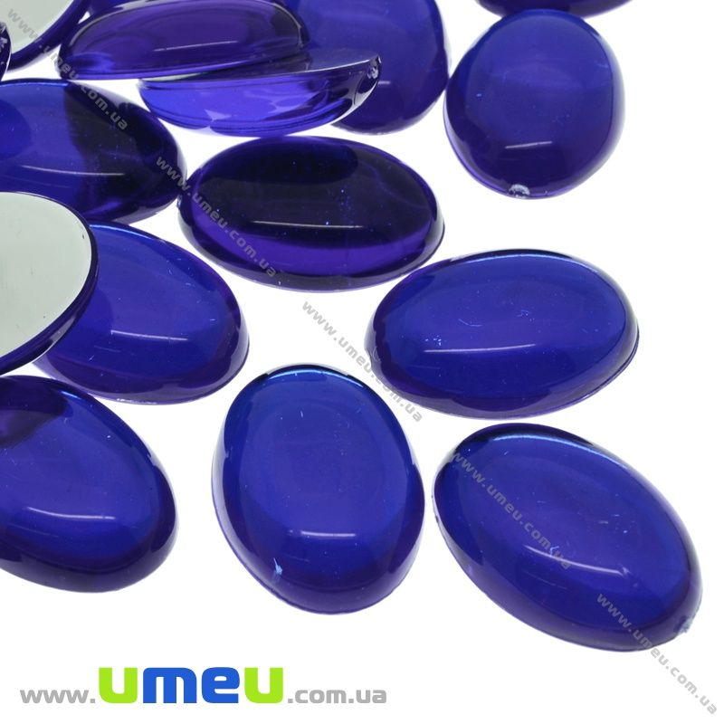 Кабошон пластиковий, Овал, 25х18 мм, Синій (KAB-022050)
