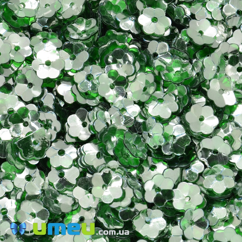 Паєтки Індія квіти, 6 мм, Зелені (PAI-037854)