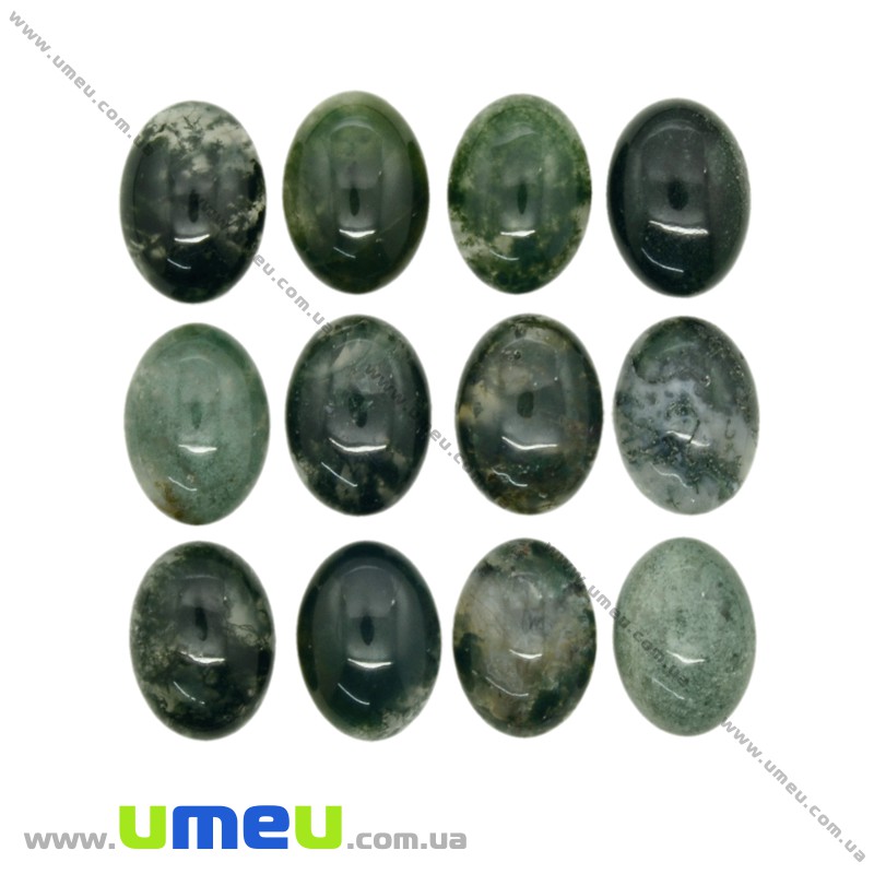 Кабошон нат. камінь Агат моховий, Овал, 18х13 мм (KAB-020565)