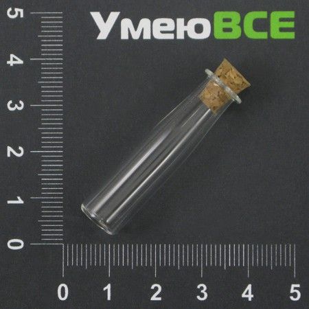 Стеклянная баночка с пробкой, Прозрачная, 10х40 мм (DIF-001866)