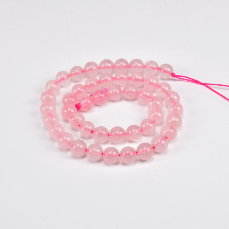 Намистини Кварц рожевий, Натур. камінь, 8,5 мм, Круглі, 38 см (BUS-060929)
