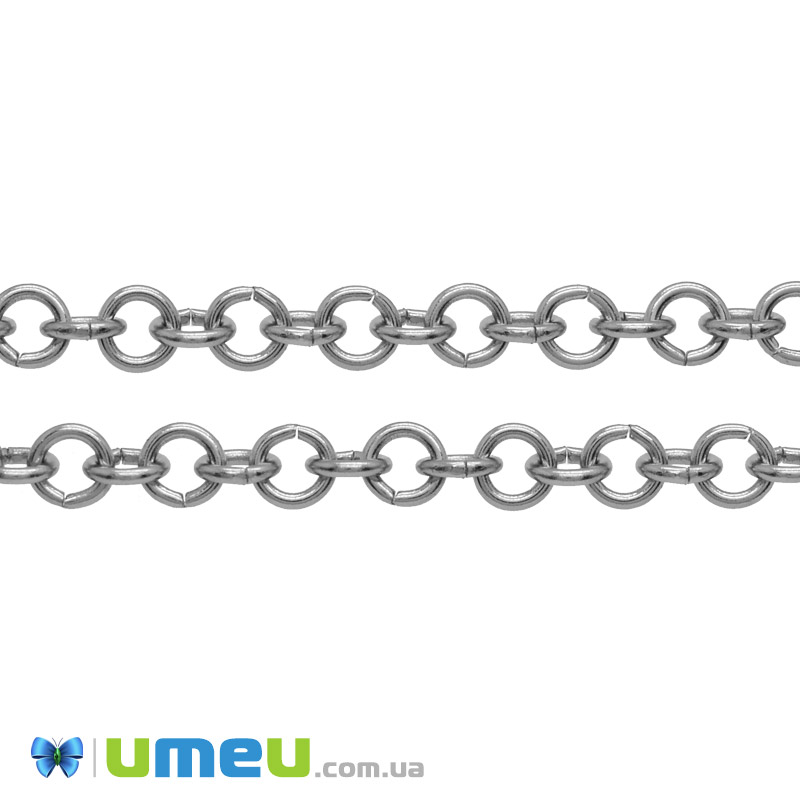 Ланцюг з нержавіючої сталі, Темне срібло, 5х5 мм (ZEP-046967)