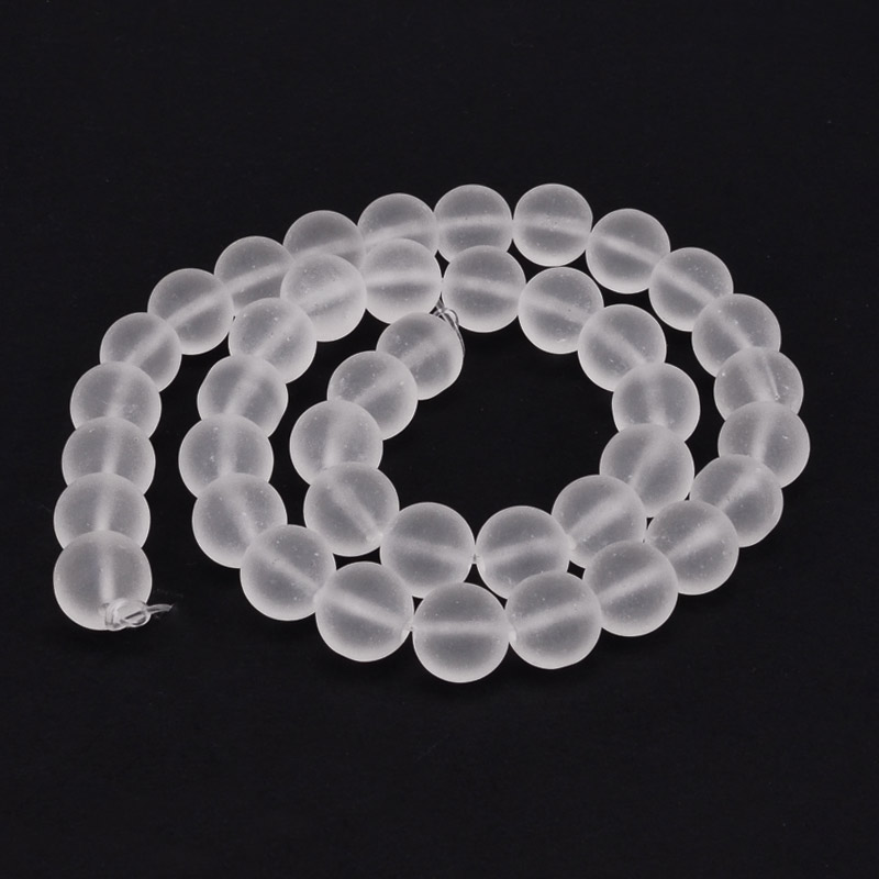 Намистини Кварц прозорий матовий, Натур. камінь, 10 мм, Круглі (BUS-051652)