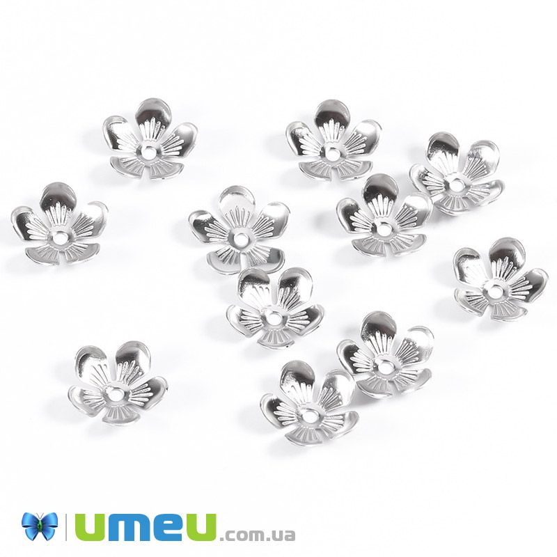 Обіймач з нержавіючої сталі Квіточка, 11х3,2 мм, Темне срібло (STL-039735)