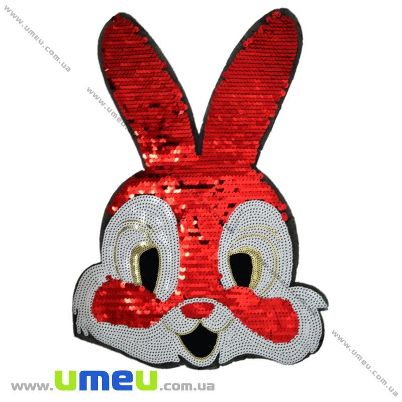 Аплікація з паєтками Заєць, 40х29 см, Червона (APL-030016)