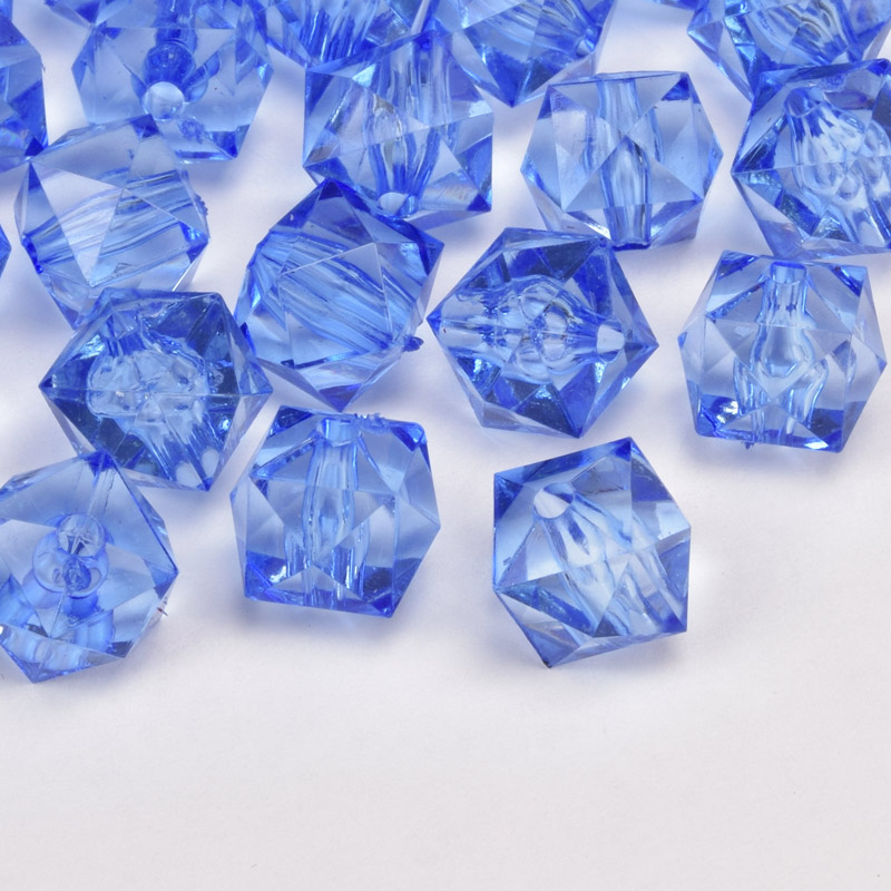 Намистини акрилові, Куб гранований, 11,5х10 мм, Сині (BUS-059938)