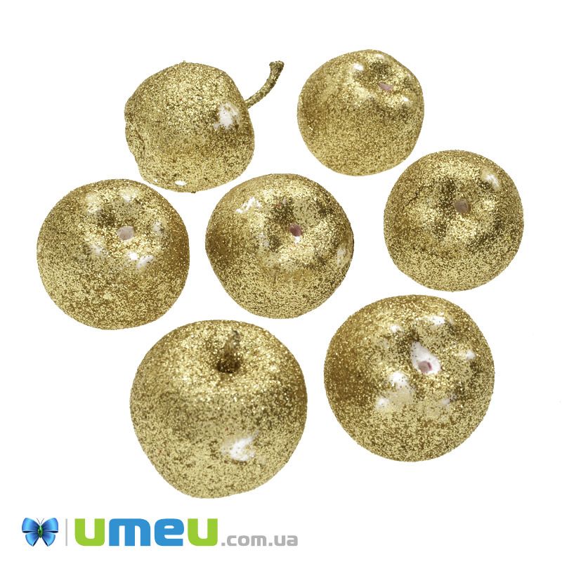 Яблуко в гліттері УЦЕНКА, 35х31 мм, Золотисте (DIF-047890)