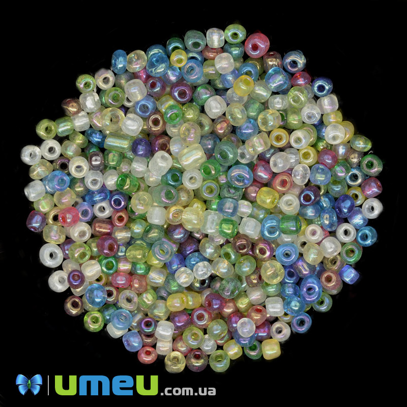 Бісер китайський великий, 6/0, Мікс АВ прозорий, 4 мм (BIS-039288)