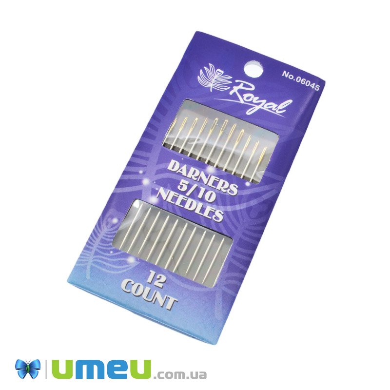 Набір голок штопальних із золотим вушком Royal, №5/10, 12 шт (UPK-043378)